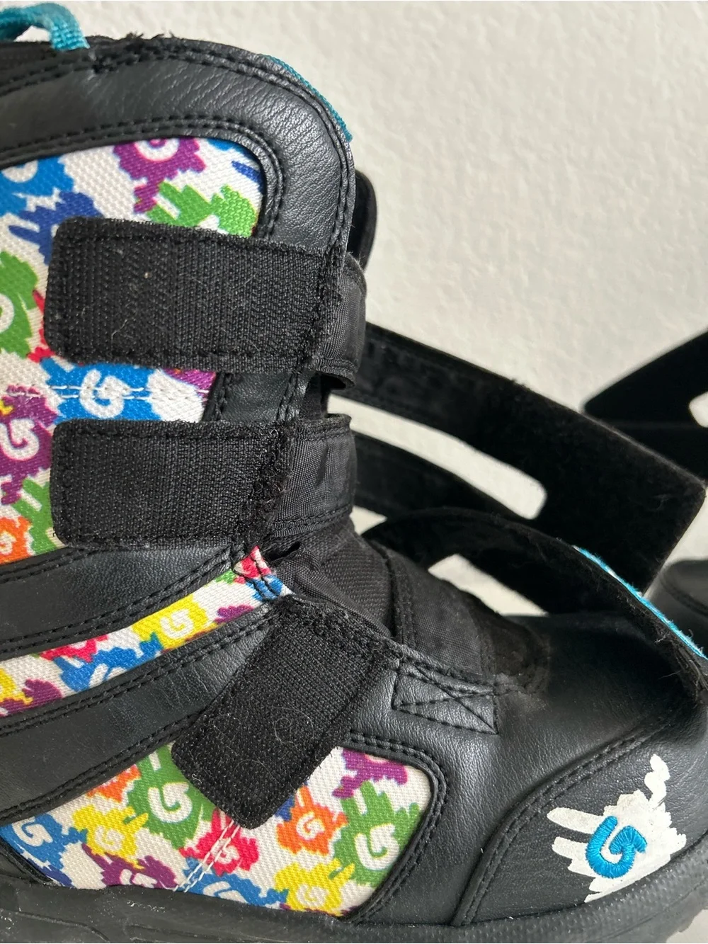 Burton Mini Grom Snowboard Boots Black w Multicolor Accents Kids Size 2